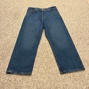 Levi's Ribcage Ankle Straight Jeans Sz 32 Medium Wash Denim Casual High Waist